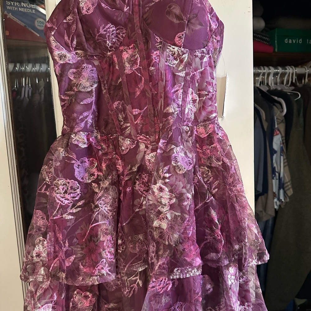 Trixxi Strapless Dress in Pink Floral